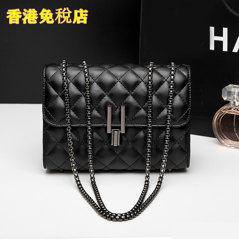 French famous brand designer ~ leather high-end brand diamond chain bag messenger texture one-shoulder small square bag