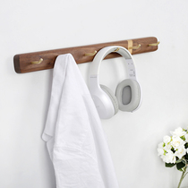 Wooden hook hanger Nordic entry door nail-free punching coat hook Copper sticky hook entrance bedroom sticky wall-mounted bathroom