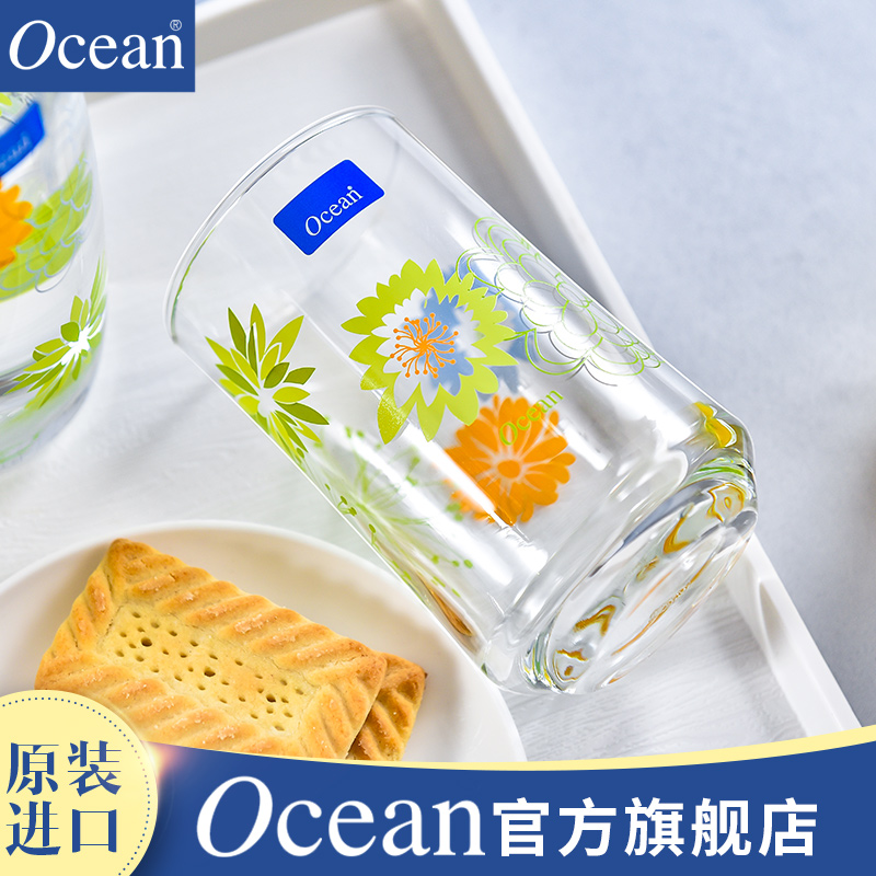 Imported from ocean gulls hin Pyrex glass printing glass domestic cup milk cup three suits for