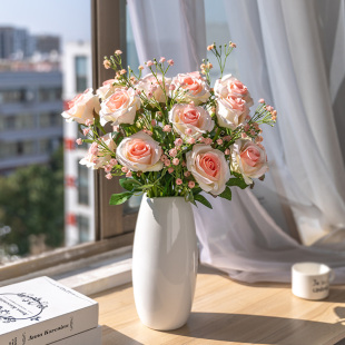 假花仿真花客厅摆设件室内桌面装饰花电视柜绢花干花玫瑰花束单支