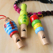 Wooden cartoon Animals Mini Whistle Small Toy Wooden Children Blow Instrumental Sound Early Education Toys 1-6 years old