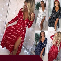 2019 autumn and winter new split sexy wave dress