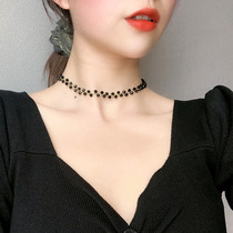 Cold black zircon neck chain 2021 New Korean temperament simple necklace female summer Net red senior sense choker