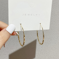 Square metal bean big earrings 2021 New Tide exaggerated big earrings European and American wind Net Red cold wind earrings