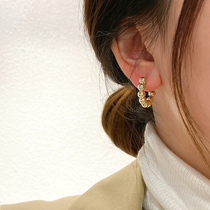 Gold And Silver Bean Ear Rings 2021 New Tide Korea East Gate Mesh Red Earl Decorated With Light Extravagant Advanced Sensual Buttons
