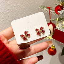 Suitable for Chinese New Years Earrings Girl 2021 New wave Light Extravaganza Superior earrings Red Festive Butterfly Knot Earrings