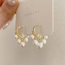 Metal love ear buckle tassel pearl earrings 2021 New Tide earrings female summer Korean advanced earrings