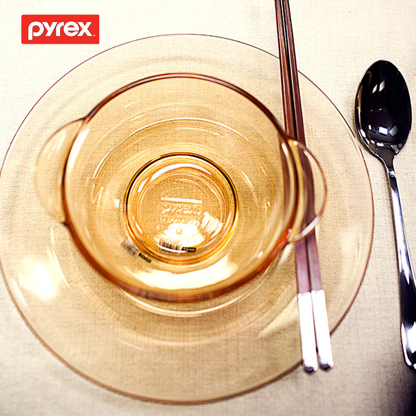 美国pyrex康宁餐具家用玻璃餐具套装汤碗玻璃碗盘碗碟套装6件套