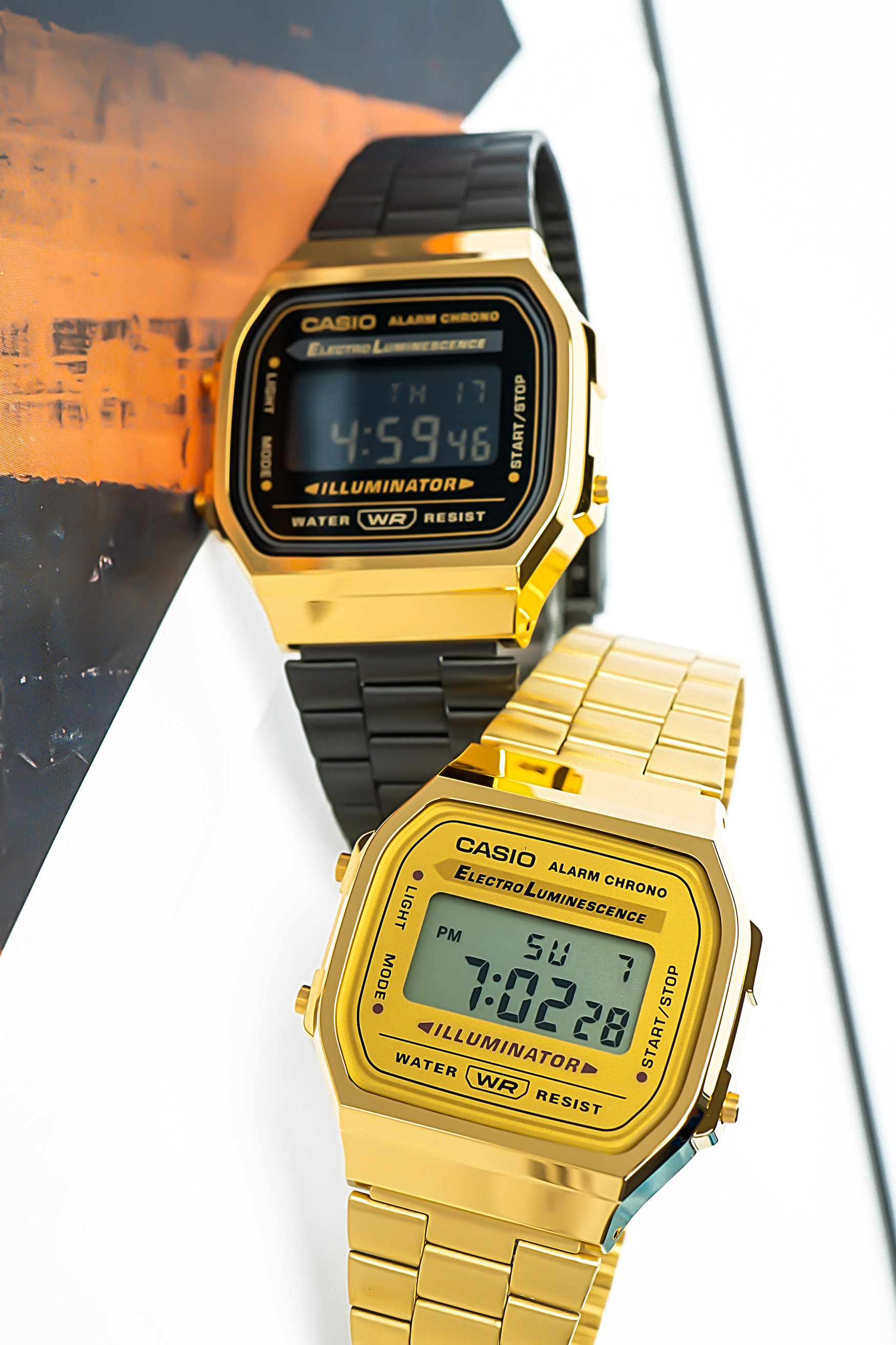 卡西欧小金表女小方块表金属手表学生男电子表a168wem1dwegb1b