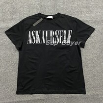 Askyurself V6 Tee Basic Washed Distressed Destruction Letter Logo Short Sleeve T-Shirt