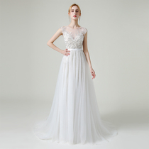 Wai Vanathan Short Sleeve Sequin Lace Original Simple Light Wedding Dress Tail Out Yarn Small Fresh Toast Dress