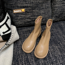 (sheii Su Yinyin) Autumn Preface ~ New French thick heel elastic short boots female Joker single boots thin boots