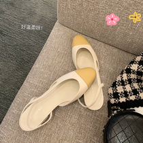 (Sheii Su Yinyin) must enter the classic~small fragrance leather flat bag square head color back empty sandals womens shoes
