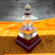 Tibetan tantric instruments Buddhist supplies crystal pagoda printed Dharani Sutra stupa height 23cm ornaments