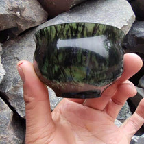 Gansu Teryield Wushan Origin Direct Fat Yuanyang Jade Ink jade Natural jade Large Number of Tea Cup Snake Tattoook Living-room Wellness