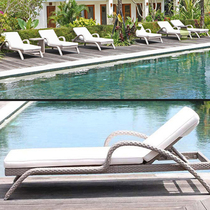 Outdoor Folding Bed Terrace Pool Leisure Rattan Bed Villa Hotel Leisure Balcony Recreation Terrace Recreat Beach Bed