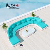 Courtyard Woven sofa hotel club rattan sofa coffee table combination villa terrace sofa outdoor rattan furniture