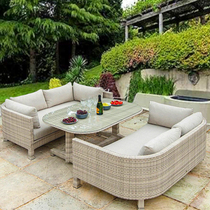 Outdoor leisure sofa sales office Card seat sofa set combination balcony courtyard rattan chair three-piece double sofa