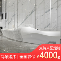 New special-shaped paint front desk design sense modeling bar Company group curved creative high-end fashion reception desk