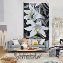 New crystal glass mosaic background wall cut painting puzzle custom porch painting toilet tile wall sticker mural