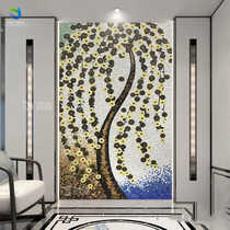 European fortune tree mosaic tile background wall puzzle custom crystal glass porch toilet decoration mural