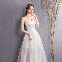 Forest light wedding dress bride 2021 new princess fantasy suspender long small fresh couple photo dress