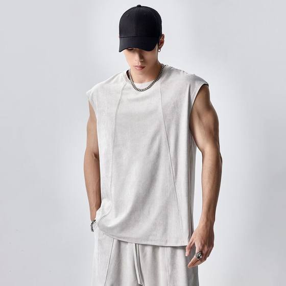 Gymdog American Sleeveless Vest 남자 여름 얇은 스웨이드 피트니스 훈련 조끼 스포츠 티셔츠 옷 Gymdog American Sleeveless Vest 남자 여름 얇은 스웨이드 피트니스 훈련 조끼 스포츠 티셔츠 옷