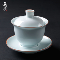 Old master large Cup Cup ceramic matte white kung fu tea set three talented tea maker tea bowl teapot