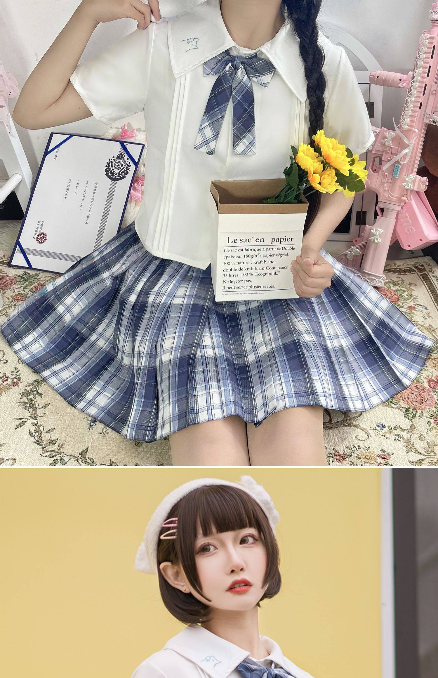 落樱原创jk基础款制服衬衣正版风琴褶上衣短款jk衬衫女短袖夏季