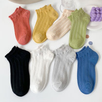 Socks Children Short Socks Pure Cotton Summer Slim ins Tide Mesh Cute days Jk Soft Sister Short-cylinder Flower Side Sox Summer