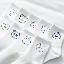 White Bear Sox Children in Spring and Autumn Sox Socks Pure Cotton Cute Days of Tide Cartoon Students Long Sox Summer