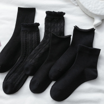 Black Socks Female Midbarrel Socks Pure Cotton Summer Ins Tide Days Jk Lace Socks Womens Lefu Shoes Socks Summer Thin
