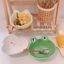 Pet ceramic snack bowl cute cartoon animal shape kitten bowl dog bowl tableware anti-black chin food bowl rice bowl