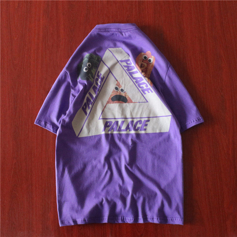 欧美街头潮牌palace短袖趣味健康蔬菜印花圆领宽松t恤男女情侣 潮