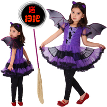 Halloween children cosplay costumes Christmas young child witch women in costume to serve purple witch genie