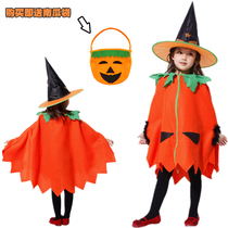 Halloween childrens pumpkin costume Kindergarten masquerade witch cloak performance costume cosplay performance costume