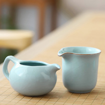 Ru kiln ceramic kung fu tea set Gong Road Cup ceramic open film can raise Ru porcelain tea sea uniform cup tea division tea accessories
