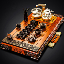 Complete set of kung fu tea cup set Ebony simple flower pear solid wood tea table full automatic four in one
