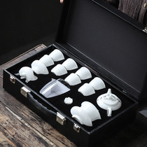 Household kung fu teapot Chinese tea set set simple handmade tea maker DeHua white porcelain cover Bowl ceramic bucket Cup