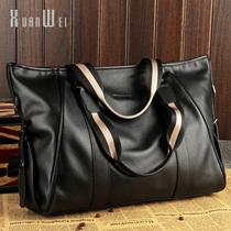 Xuan Mens Handbag Mens Handbag Genuine Leather Cross Section Business Casual Briefcase Single Shoulder Bag Soft Leather Bull Leather Satchel Bag