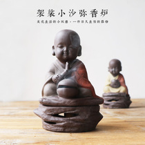 Chinese Style Zen ceramic back-back incense stove Sunken Sandalwood Incense Stove Creative Home Tea Aisle Antique Weathering Wood Pendulum