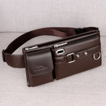 Baodi Kangaroo leather mens fanny pack mobile phone bag multi-functional large capacity mens chest bag casual cowhide messenger bag tide