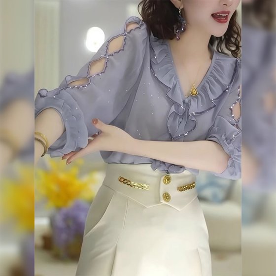 Light luxury 2025 new ruffled spliced long-sleeved shirt for women's cotton and linen fashionable and versatile this year's beautiful shirt
Light luxury 2025 new ruffled spliced long-sleeved shirt for women's cotton and linen fashionable and versatile this year's beautiful shirt