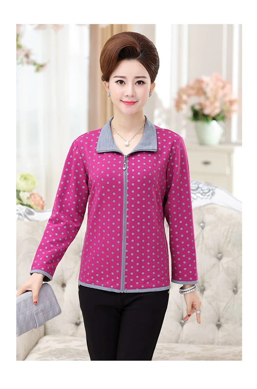 Phụ nữ trung niên và cao tuổi áo khoác cardigan cotton mùa xuân cộng với size mẹ béo mặc áo khoác mùa xuân và mùa thu áo len ngắn giản dị - Áo khoác ngắn