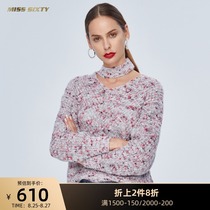 Miss Sixty lazy style loose outside wear mixed color pullover sweater female