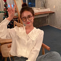 2021 Spring and Autumn New Korean double doll collar cute foreign style loose shirt blouse design sense niche