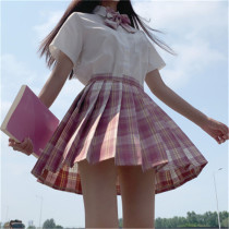 jk uniform raspberry black tea black tea plexu skirt woman spring and summer new aword high waist college wind days checkered elastic buckle