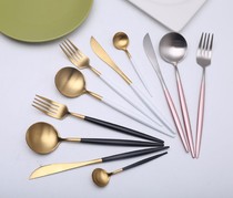 304 Stainless Steel Cutlery Knife Fork Spoon Four Sets Portugal C Design Gilded Cutlery Western Dining Steak Knife Fork Suit