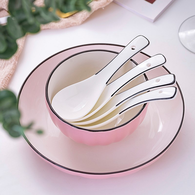 Dishes suit Japanese household utensils creative move web celebrity ceramic Dishes lovers set bowl chopsticks combination 2 people