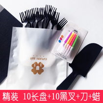 Three-in-one cake tableware set Plastic disposable cake knife and fork plate set Birthday cake knife and fork plate combination